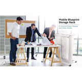 AdirOffice Blueprint Storage Cabinet Steel Vertical Plan Center, Assorted Document Sizes, 15" x 27" to 47.25" x 32.5" to 57", White (ALHI614WHI) Each