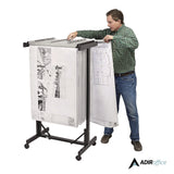 AdirOffice Expandable Blueprint Storage Cabinet Mobile Plan Center, Assorted Document Sizes, 20.5" x 28" to 46.5" x 50.75", Black (ALHI615BLK) Each