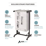 AdirOffice Expandable Blueprint Storage Cabinet Mobile Plan Center, Assorted Document Sizes, 20.5" x 28" to 46.5" x 50.75", Black (ALHI615BLK) Each