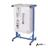 AdirOffice Expandable Blueprint Storage Cabinet Mobile Plan Center, Assorted Document Sizes, 20.5" x 28" to 46.5" x 50.75", Blue (ALHI615BLU) Each