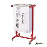 AdirOffice Expandable Blueprint Storage Cabinet Mobile Plan Center, Assorted Document Sizes, 20.5" x 28" to 46.5" x 50.75", Red (ALHI615RED) Each