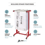 AdirOffice Expandable Blueprint Storage Cabinet Mobile Plan Center, Assorted Document Sizes, 20.5" x 28" to 46.5" x 50.75", Red (ALHI615RED) Each