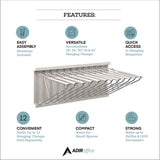 AdirOffice Large File Blueprint Pivot Wall Rack, Assorted Document Sizes Accommodated, 11" x 15.8" x 23.9", Gray (ALHI617) Each