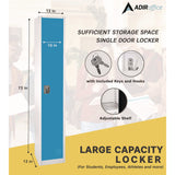AdirOffice Steel Storage Locker, 1 Compartment, 12 x 12 x 72, Blue (ALHI629201BLU) Each