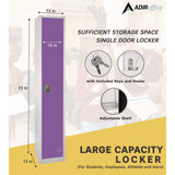 AdirOffice Steel Storage Locker, 1 Compartment, 12 x 12 x 72, Purple (ALHI629201PUR) Each