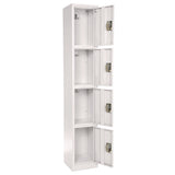 AdirOffice Steel Storage Locker, 4 Compartment, 12 x 12 x 72, White (ALHI629204WHI) Each