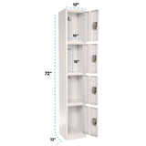 AdirOffice Steel Storage Locker, 4 Compartment, 12 x 12 x 72, White (ALHI629204WHI) Each