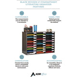 AdirOffice Wooden 27 Compartment Literature Organizer, 27 Sections, Letter Size, 31.49 x 11.81 x 21.65, Black (ALHIOF20101BLK) Each