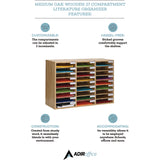 AdirOffice Wooden 27 Compartment Literature Organizer, 27 Sections, Letter Size, 31.49 x 11.81 x 21.65, Medium Oak (ALHIOF20101MEO) Each