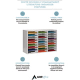 AdirOffice Wooden 27 Compartment Literature Organizer, 27 Sections, Letter Size, 31.49 x 11.81 x 21.65, White (ALHIOF20101WHI) Each