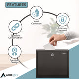 AdirOffice Large Size Steel Multi-Purpose Secure Drop Box, 12 x 3 x 10, Black (ALHI63103BLK) Each