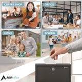 AdirOffice Large Size Steel Multi-Purpose Secure Drop Box, 12 x 3 x 10, Black (ALHI63103BLK) Each