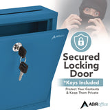 AdirOffice Large Size Steel Multi-Purpose Secure Drop Box, 12 x 3 x10, Blue (ALHI63103BLU) Each