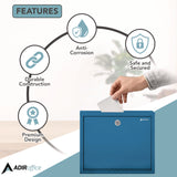AdirOffice Large Size Steel Multi-Purpose Secure Drop Box, 12 x 3 x10, Blue (ALHI63103BLU) Each