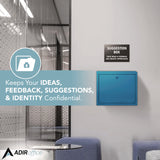 AdirOffice Large Size Steel Multi-Purpose Secure Drop Box, 12 x 3 x10, Blue (ALHI63103BLU) Each