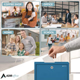 AdirOffice Large Size Steel Multi-Purpose Secure Drop Box, 12 x 3 x10, Blue (ALHI63103BLU) Each