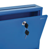 AdirOffice Large Size Steel Multi-Purpose Secure Drop Box, 12 x 3 x10, Blue (ALHI63103BLU) Each