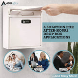 AdirOffice Medium Secure Drop Box Wall Mounted Locking Mail Box with Key and Combination Lock, 10.51 x 4.72 x 12, White (ALHI63105WHIKC) Each