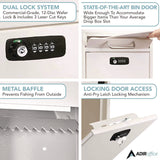 AdirOffice Medium Secure Drop Box Wall Mounted Locking Mail Box with Key and Combination Lock, 10.51 x 4.72 x 12, White (ALHI63105WHIKC) Each