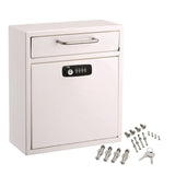 AdirOffice Medium Secure Drop Box Wall Mounted Locking Mail Box with Key and Combination Lock, 10.51 x 4.72 x 12, White (ALHI63105WHIKC) Each