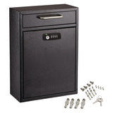 AdirOffice Large Secure Drop Box Wall Mounted Locking Mail Box with Key and Combination lock, 11.2 x 4.7 x 16.2, Black (ALHI63104BLKKC) Each