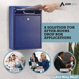 AdirOffice Large Ultimate Secure Drop Box Wall Mounted Mail Box, 11.2 x 4.7 x 16.2, Blue (ALHI63104BLU) Each