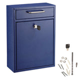 AdirOffice Large Ultimate Secure Drop Box Wall Mounted Mail Box, 11.2 x 4.7 x 16.2, Blue (ALHI63104BLU) Each