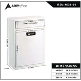 AdirOffice Large Secure Drop Box Wall Mounted Locking Mail Box with Key and Combination lock, 11.2 x 4.7 x 16.2, White (ALHI63104WHIKC) Each