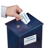 AdirOffice Squared Wood Locking Suggestion Box, 7.25 x 7.5 x 10, Medium Density Fiberboard, Blue (ALHI63201BLU) Each