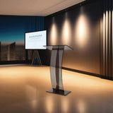 AdirOffice Acrylic Slanted Podium Lectern Speaker Stand, 26.75 x 12.5 x 47, Black (ALHI66103BLK) Each