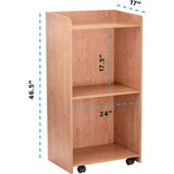 AdirOffice Wood Mobile Presentation Lectern Speaker Stand with Shelves, 22.44 x 16.53 x 45.98, Medium Oak (ALHI66107MEO) Each