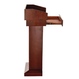 AdirOffice Wood Stand-Up Podium Lectern Speaker Stand with Drawer and Storage Area, 27.55 x 14 x 43.3, Cherry (ALHI661012CH) Each