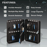 AdirOffice Steel Secure Key Cabinet with Key Lock, 48-Key, 7.1 x 3.1 x 10, Stainless Steel 304, Black (ALHI68148BLK) Each