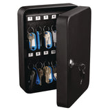 AdirOffice Steel Secure Key Cabinet with Key Lock, 48-Key, 7.1 x 3.1 x 10, Stainless Steel 304, Black (ALHI68148BLK) Each