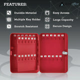 AdirOffice Steel Secure Key Cabinet with Key Lock, 48-Key, 7.1 x 3.1 x 10, Stainless Steel 304, Red (ALHI68148RED) Each