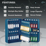 AdirOffice Steel Heavy-Duty Key Cabinet with Combination Lock, 48-Key, 7.1 x 3 x 10, Stainless Steel 304, Blue (ALHI68248BLU) Each