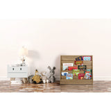 AdirKids Wood 5-Shelf Bookcase Literature Display Rack, 17.2 w x 4.88 d x 38.3 h, Medium Oak (ALHIKI20001MEO) Each