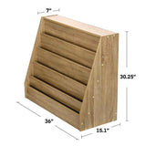 AdirKids Wood 5-Shelf Bookcase Literature Display Rack, 17.2 w x 4.88 d x 38.3 h, Medium Oak (ALHIKI20001MEO) Each