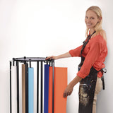 AdirKids Steel Large Paper Roll Holder Paper Dispenser Stand and Cutter w/Wheels, For Up to 3" dia x 36" Wide Rolls, Metal, Black (ALHIKI30001) Each