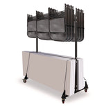 AdirOffice Folding Chair and Table Combo Cart, Metal, 600 lb Capacity, 33.7 x 65 x 67, Black (ALHI69001) Each