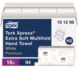 Tork® Xpress Extra Soft Multifold Towel, 2-Ply, 9.12 x 12.8, White, 94 Towels/Pack,16 Packs/Carton (TRK101298) Case of 16
