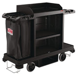 Suncast Commercial® Standard Housekeeping Cart, Plastic, 1 Shelf, 24" x 62.13" x 49.75", Black (SUAHKC1000) Each