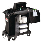 Suncast Commercial® Compact Premium Housekeeping Cart, Plastic, 1 Shelf, 23.25" x 53.22" x 53.06", Black (SUAHKCCH200) Each