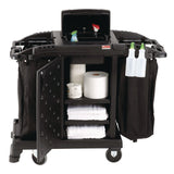 Suncast Commercial® Compact Premium Housekeeping Cart, Plastic, 1 Shelf, 23.25" x 53.22" x 53.06", Black (SUAHKCCH200) Each