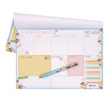 Weekly Planner Pad, Floral, 11.7 x 8.3, Blue/Pink/White/Yellow Cover, 12-Month, Undated, 6/Pack (PUK9208CD) Pack of 6