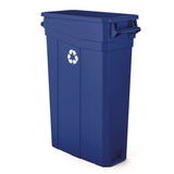Suncast Commercial® 23 Gallon Resin Slim Recycling Trash Can, Plastic, Blue/White (SUATCNH2030BLR) Each