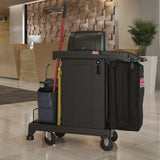 Suncast Commercial® High Security Housekeeping Cart, Plastic, 1 Shelf, 3 Bins, 23.19 x 53.23 x 53.02, Black (SUACCH255A) Each