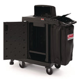 Suncast Commercial® High Security Housekeeping Cart, Plastic, 1 Shelf, 3 Bins, 23.19 x 53.23 x 53.02, Black (SUACCH255A) Each