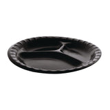Pactiv Evergreen Placesetter Deluxe Laminated Foam Dinnerware, 3-Compartment Plate, 9" dia, Black, 500/Carton (PCTYTKB00110000) Case of 500