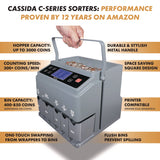 Cassida C300 Series Coin Sorter/Counter, 300 Coins/Min, 11" x 11" x 10", Gray (CIAC300) Each